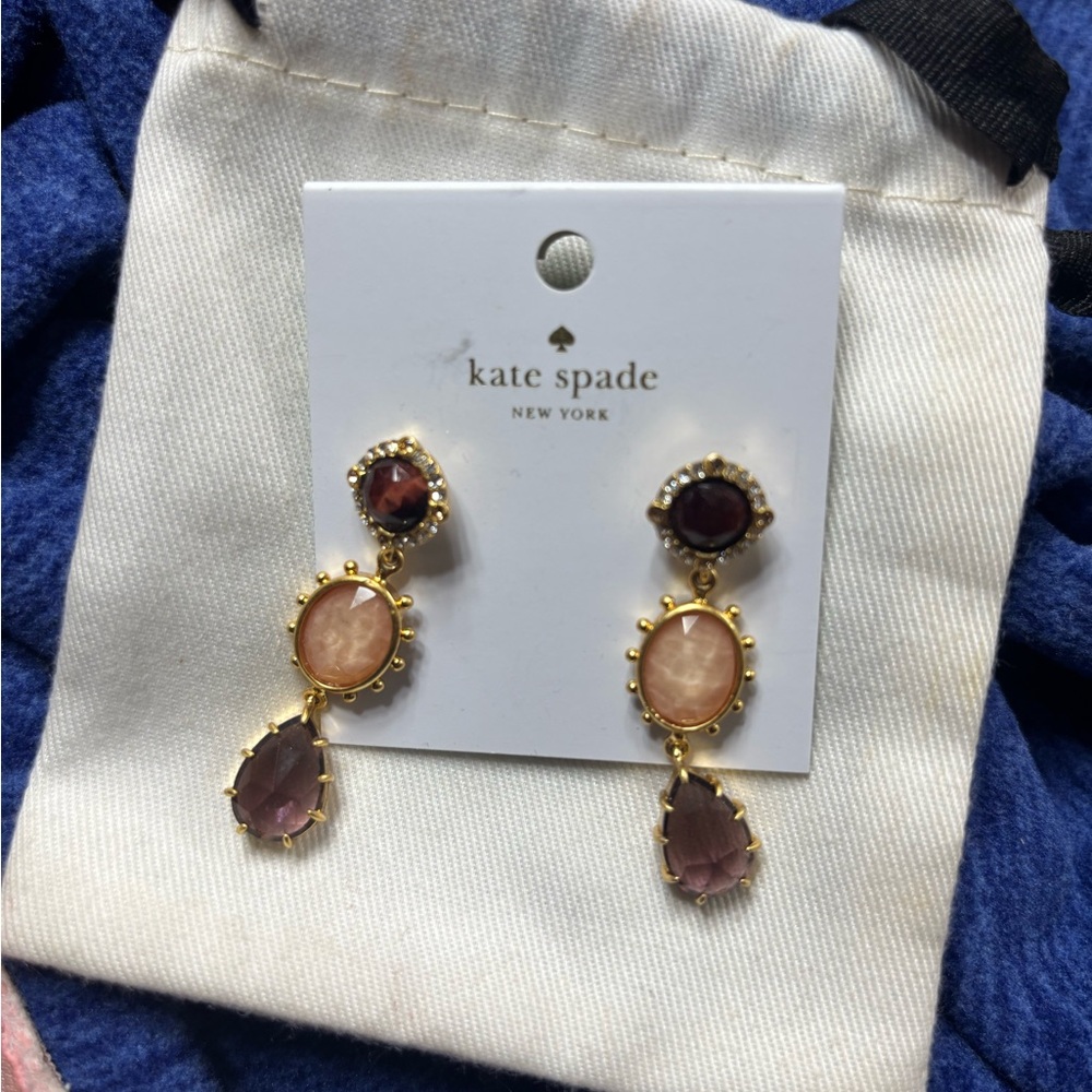 Kate Spade Perfectly Imperfect Linear Earrings, Berry-multi, NWT $68